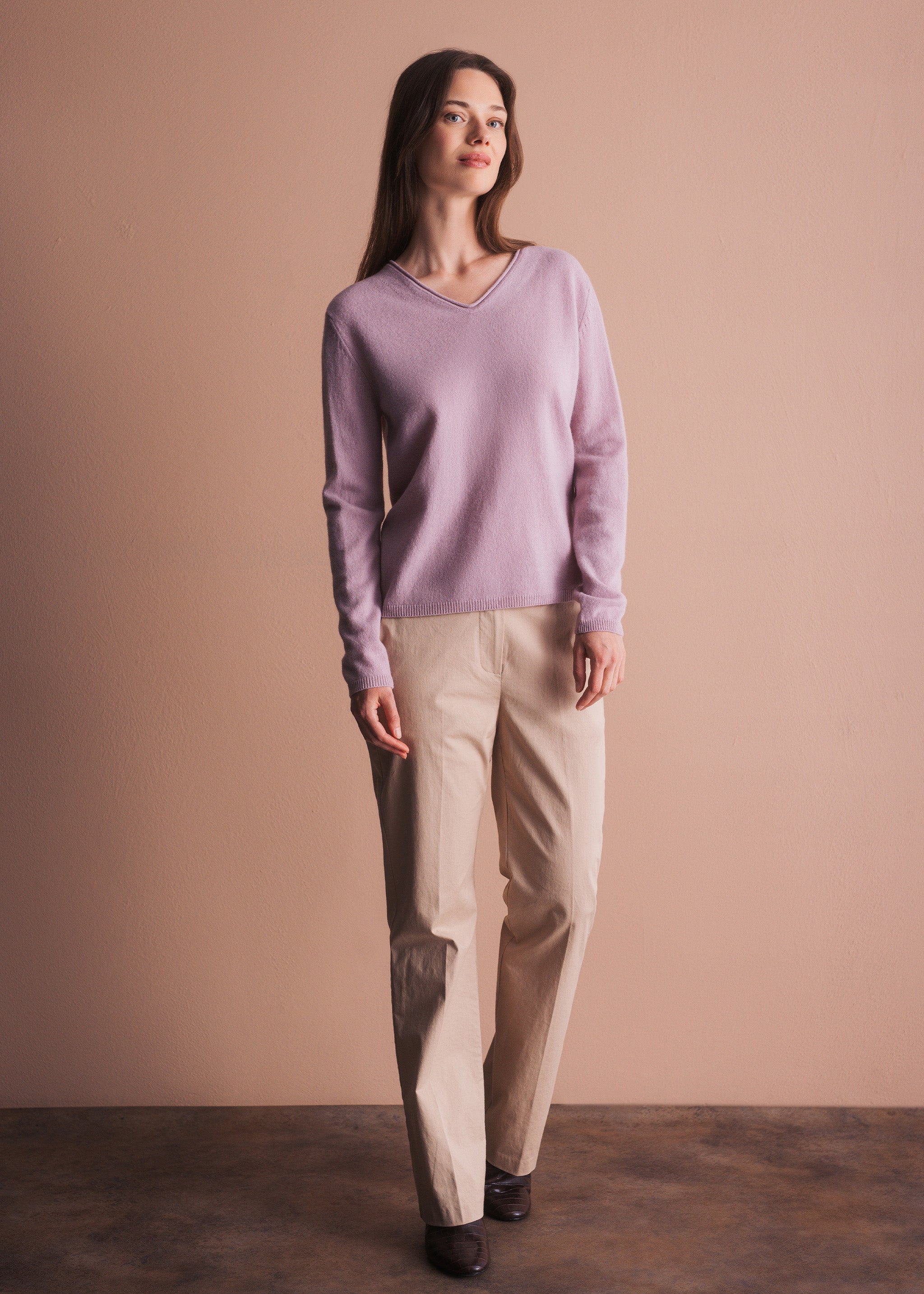 Pullover mit V-Ausschnitt aus Merinowolle