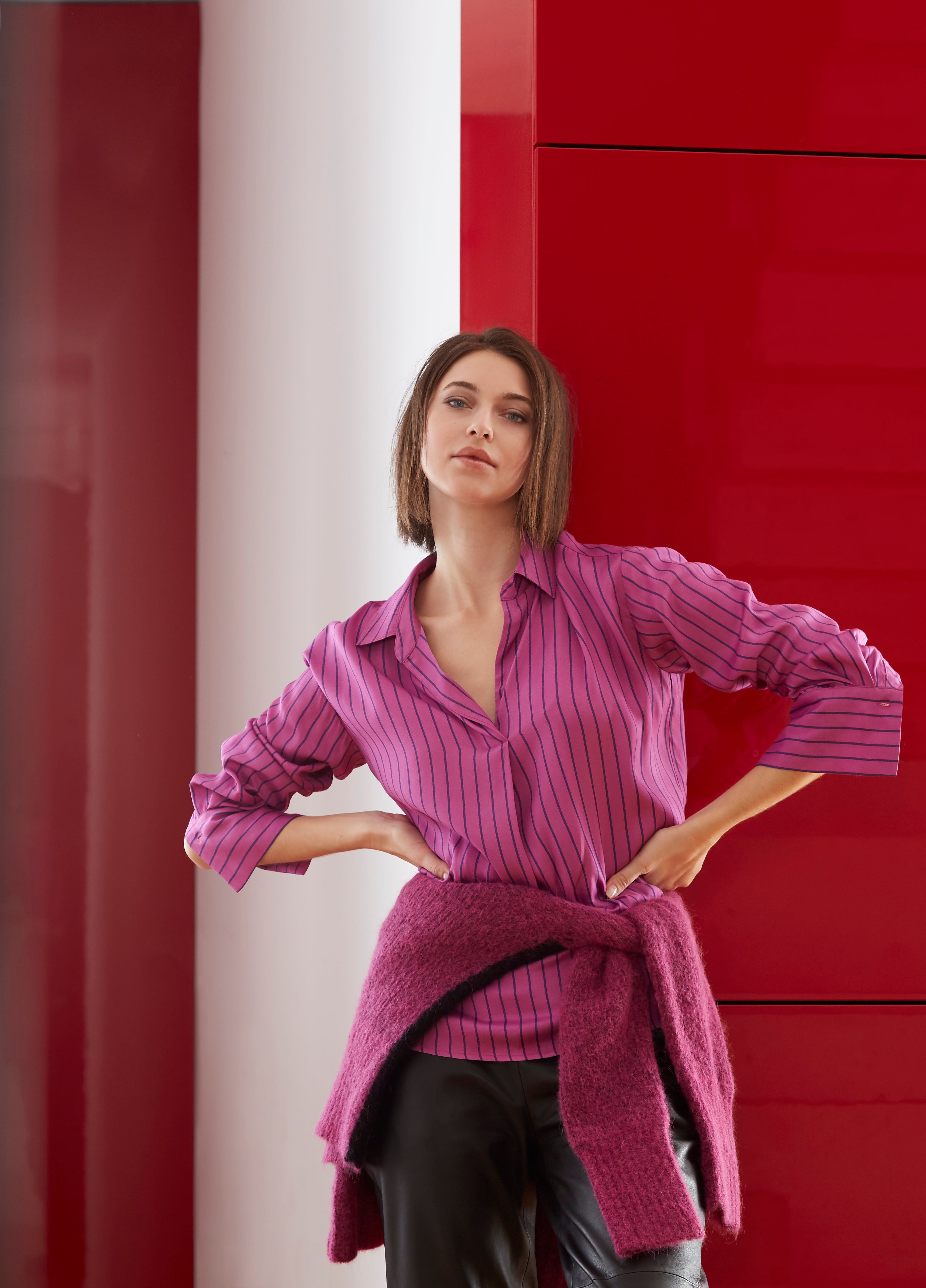 Gestreifte Oversize-Bluse aus Viskose