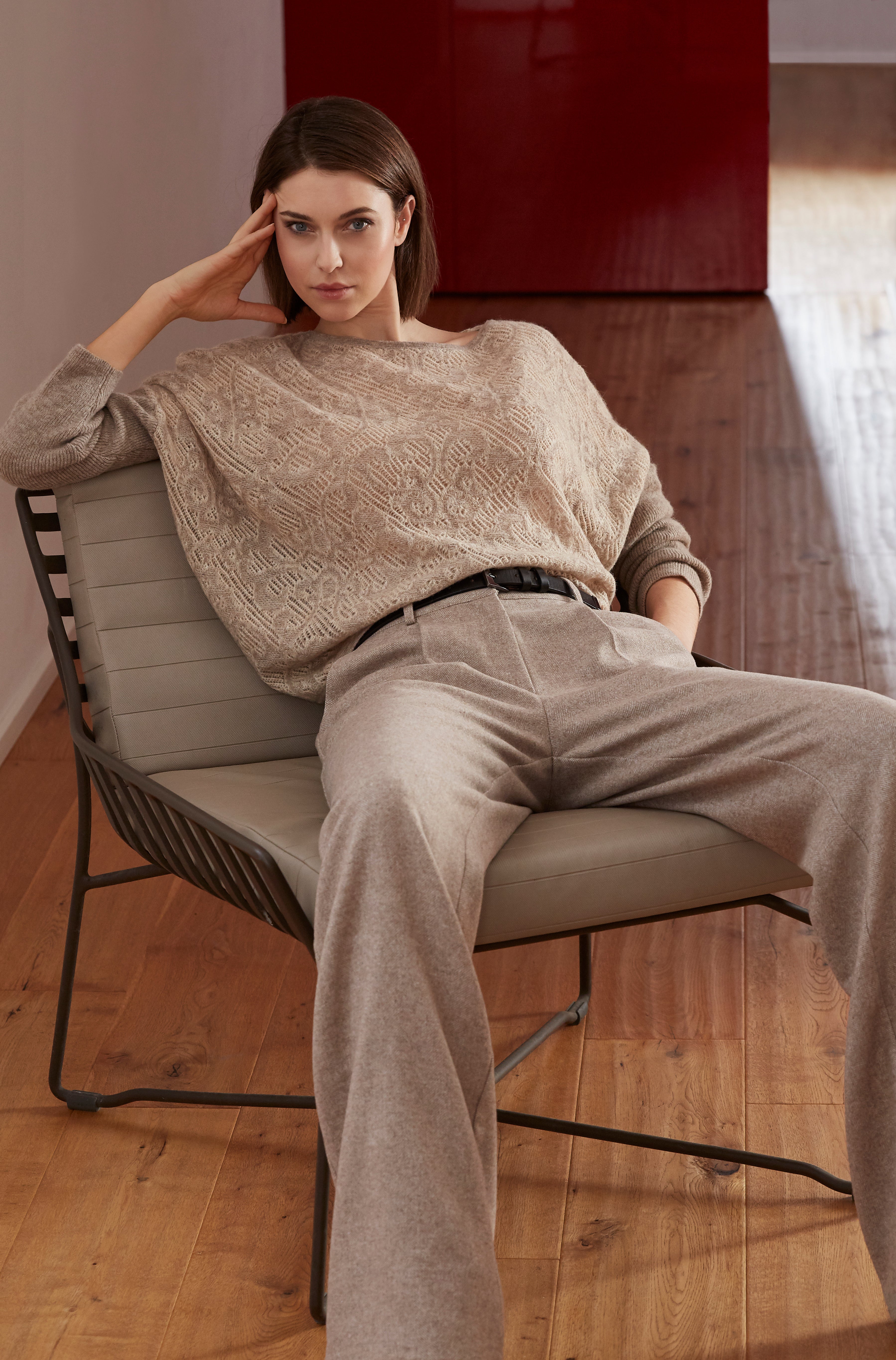 Pullover mit Allover-Struktur aus extrafeinem Alpaka-Merino-Mix